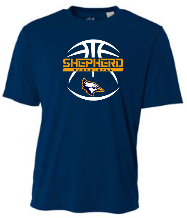 Shepherd Basketball Gear - 2024 - Youth Performance Tee - A4 Youth Cooling Performance Crew Tee - 4oz