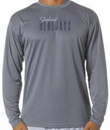 Shepherd Football Spirit Gear - 2025 - Adult Performance Long Sleeve Tee - A4 Cooling Performance Long Sleeve Crew Tee - 4oz
