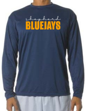 Shepherd Football Spirit Gear - 2024 - Youth Performance Long Sleeve Tee - A4 Youth Cooling Performance Long Sleeve Crew Tee - 4oz