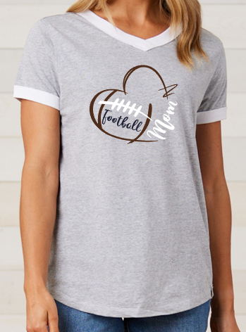Shepherd Football Mom Gear - 2025 - Ladies Tee - Enza Ladies V-Neck Ringer Tee - 4.5oz