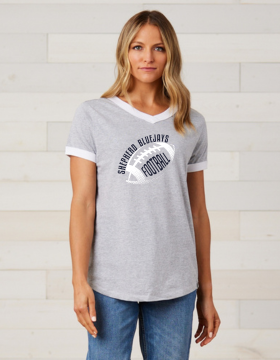 Shepherd Football Gear - 2024 - Ladies Tee - Enza Ladies V-Neck Ringer Tee - 4.5oz