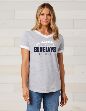 Shepherd Football Gear - 2024 - Ladies Tee - Enza Ladies V-Neck Ringer Tee - 4.5oz