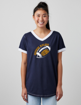 Shepherd Football Gear - 2024 - Ladies Tee - Enza Ladies V-Neck Ringer Tee - 4.5oz