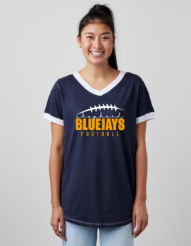 Shepherd Football Gear - 2024 - Ladies Tee - Enza Ladies V-Neck Ringer Tee - 4.5oz