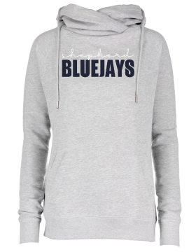 Shepherd Football Spirit Gear - 2024 - Ladies Hooded Sweatshirt - Enza Ladies Classic Fleece Funnel Neck Pullover Hood - 9oz