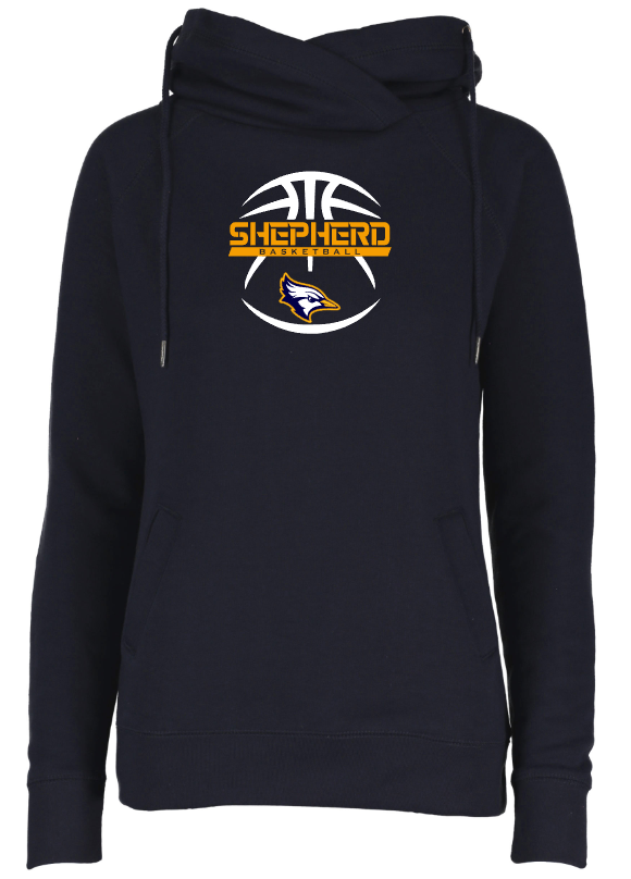 Shepherd Basketball Gear - 2024 - Ladies Hooded Sweatshirt - Enza Ladies Classic Fleece Funnel Neck Pullover Hood - 9oz