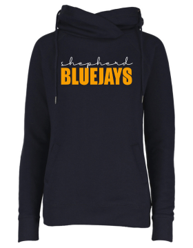 Shepherd Football Spirit Gear - 2024 - Ladies Hooded Sweatshirt - Enza Ladies Classic Fleece Funnel Neck Pullover Hood - 9oz