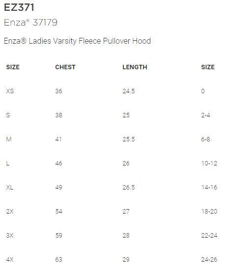 Shepherd Football Gear - 2023 - Ladies Hooded Sweatshirt - Enza Ladies Varsity Fleece Pullover Hood - 8oz