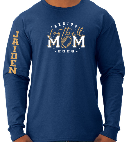 Shepherd Football Senior Mom Gear - 2025 - Adult Unisex Long Sleeve Tee - Jerzees Dri-Power Unisex Long Sleeve T-Shirt - 5.4oz