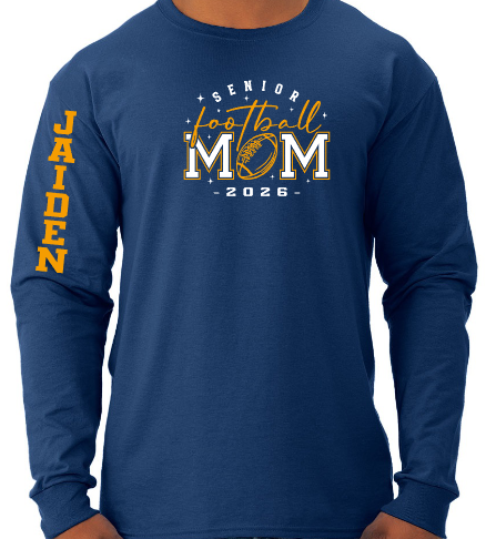 Shepherd Football Senior Mom Gear - 2025 - Adult Unisex Long Sleeve Tee - Jerzees Dri-Power Unisex Long Sleeve T-Shirt - 5.4oz