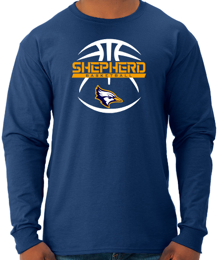 Shepherd Basketball Gear - 2024 - Adult Unisex Long Sleeve Tee - Jerzees Dri-Power Unisex Long Sleeve T-Shirt - 5.4oz