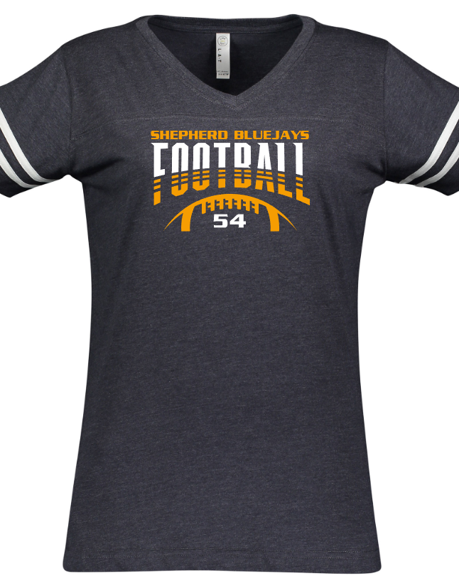 Shepherd Football Gear - 2023 - Ladies Tee - LAT Apparel Ladies' V-Neck Football Tee - 4.5oz