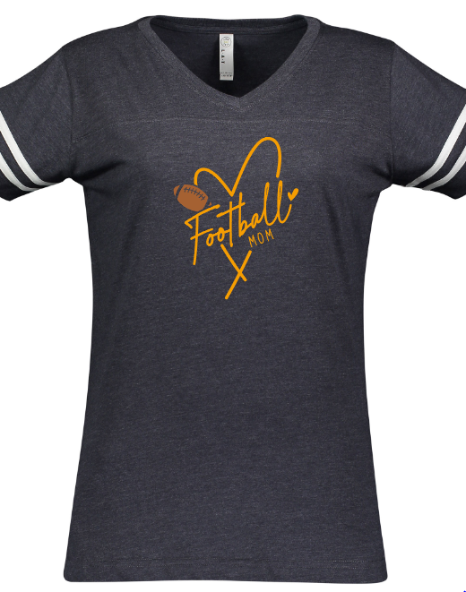 Shepherd Football Family Gear - 2023 - Ladies Tee - LAT Apparel Ladies' V-Neck Football Tee - 4.5oz