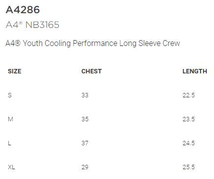 Shepherd Football Gear - 2026 - Youth Performance Long Sleeve Tee - A4 Youth Cooling Performance Long Sleeve Crew Tee - 4oz