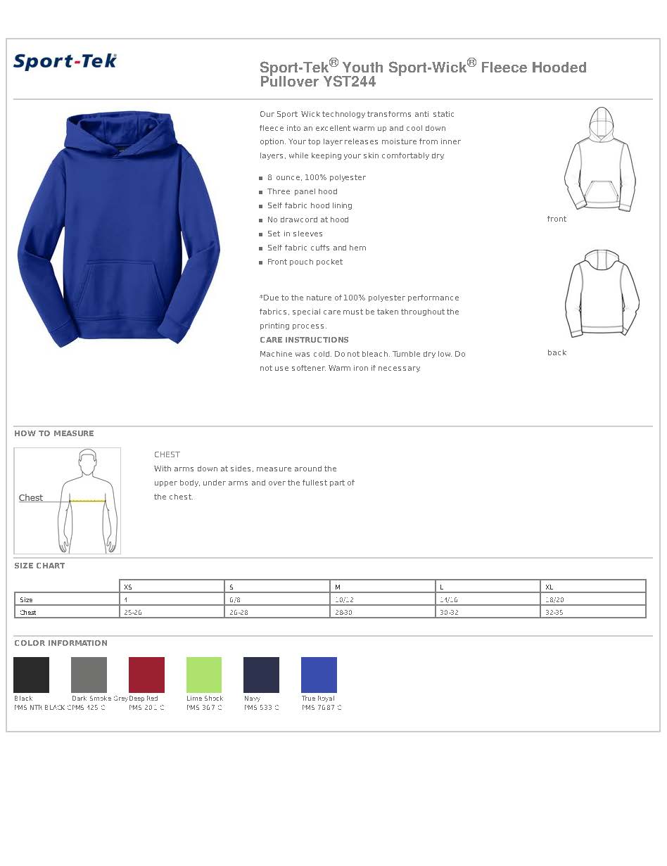 Mt. Pleasant Area Hockey - Youth Fleece Hoodie - Sport-Tek Sport-Wick Fleece Hoodie