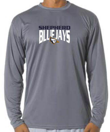 Shepherd Football Spirit Gear - 2023 - Youth Performance Long Sleeve Tee - A4 Youth Cooling Performance Long Sleeve Crew Tee - 4oz