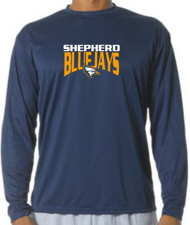 Shepherd Football Spirit Gear - 2023 - Youth Performance Long Sleeve Tee - A4 Youth Cooling Performance Long Sleeve Crew Tee - 4oz