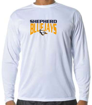 Shepherd Football Spirit Gear - 2023 - Youth Performance Long Sleeve Tee - A4 Youth Cooling Performance Long Sleeve Crew Tee - 4oz