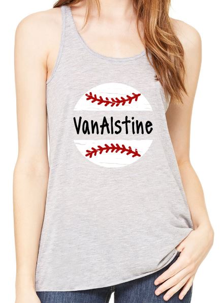 Split Baseball/Softball w/name - Women's Flowy Racerback Tank