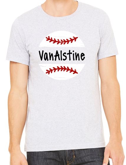 Split Baseball/Softball w/name - Unisex Short Sleeve Tee - 4.2oz
