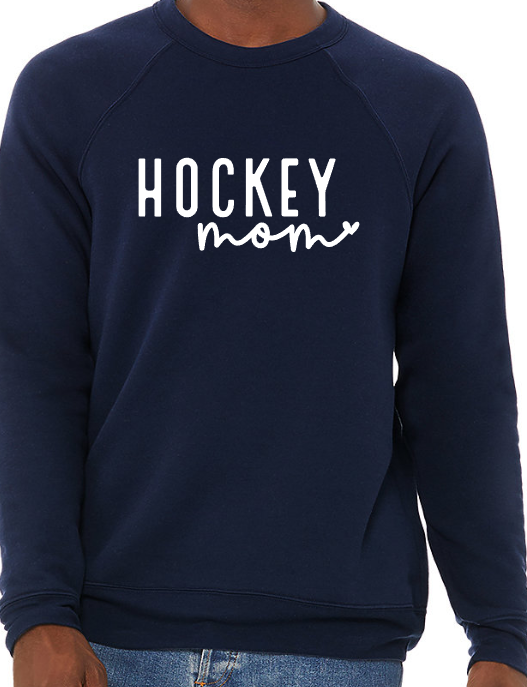 Mt. Pleasant Area Hockey-Hockey Mom - Adult Crew Neck Sweatshirt - Bella Canvas Unisex Sponge Fleece Raglan Sweatshirt