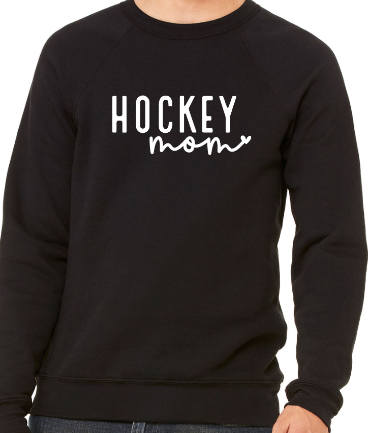 Mt. Pleasant Area Hockey-Hockey Mom - Adult Crew Neck Sweatshirt - Bella Canvas Unisex Sponge Fleece Raglan Sweatshirt