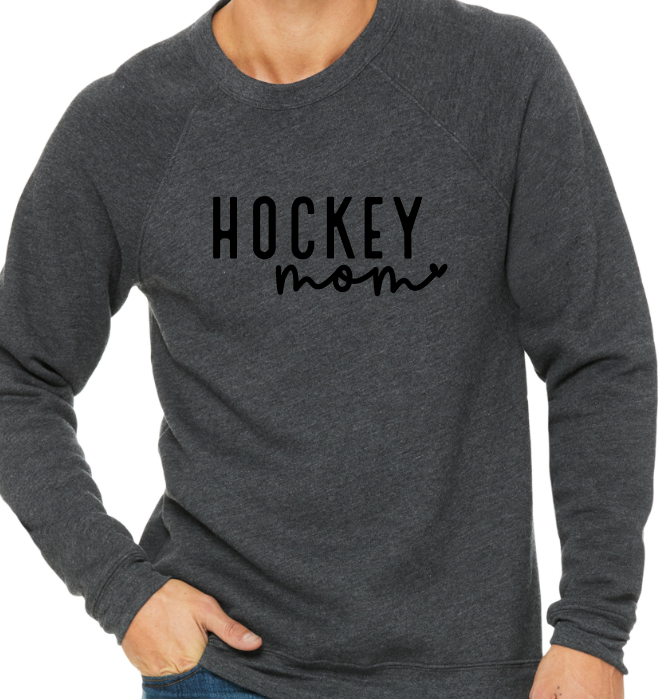 Mt. Pleasant Area Hockey-Hockey Mom - Adult Crew Neck Sweatshirt - Bella Canvas Unisex Sponge Fleece Raglan Sweatshirt