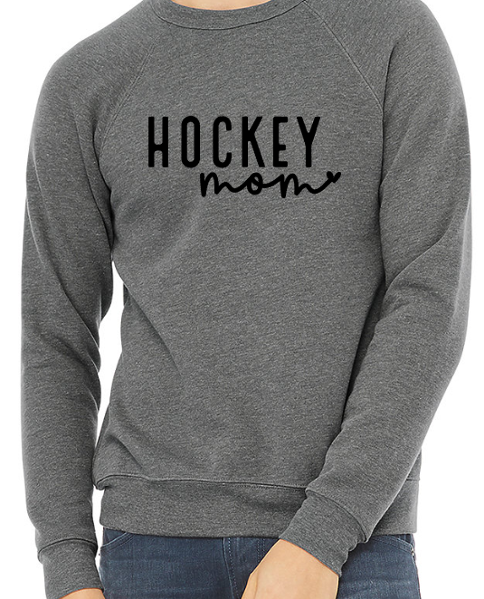 Mt. Pleasant Area Hockey-Hockey Mom - Adult Crew Neck Sweatshirt - Bella Canvas Unisex Sponge Fleece Raglan Sweatshirt