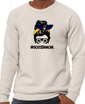 #SoccerMom - Adult Crew Neck Sweatshirt - Bella Canvas Unisex Sponge Fleece Raglan Sweatshirt