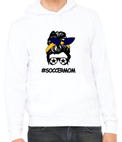 #SoccerMom - Adult Fleece Pullover Hoodie - Bella Canvas Unisex Sponge Fleece Pullover Hoodie