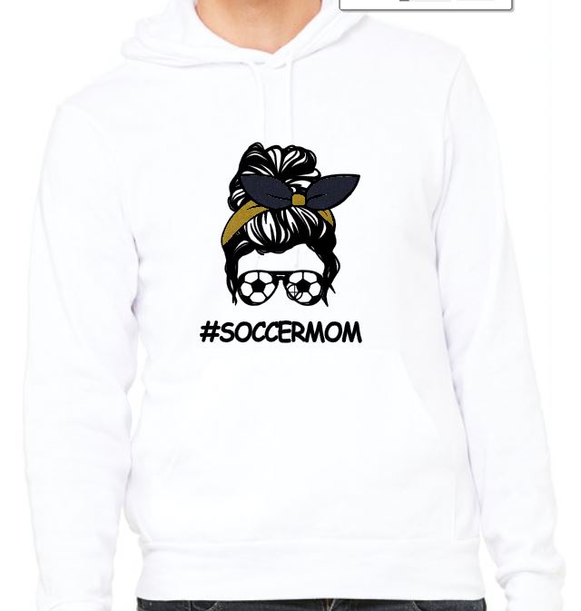 #SoccerMom - Adult Fleece Pullover Hoodie - Bella Canvas Unisex Sponge Fleece Pullover Hoodie