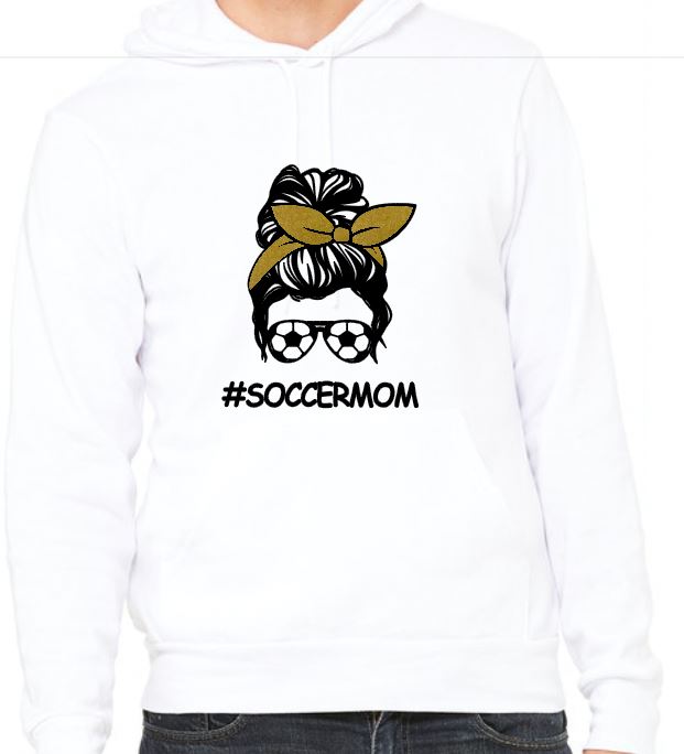 #SoccerMom - Adult Fleece Pullover Hoodie - Bella Canvas Unisex Sponge Fleece Pullover Hoodie