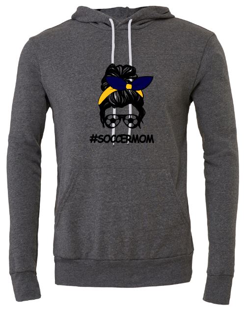 #SoccerMom - Adult Fleece Pullover Hoodie - Bella Canvas Unisex Sponge Fleece Pullover Hoodie