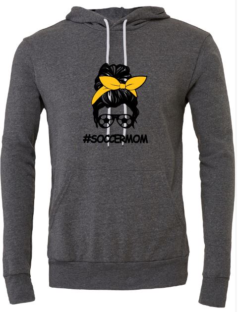 #SoccerMom - Adult Fleece Pullover Hoodie - Bella Canvas Unisex Sponge Fleece Pullover Hoodie