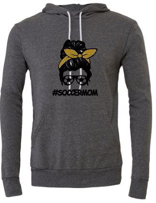#SoccerMom - Adult Fleece Pullover Hoodie - Bella Canvas Unisex Sponge Fleece Pullover Hoodie