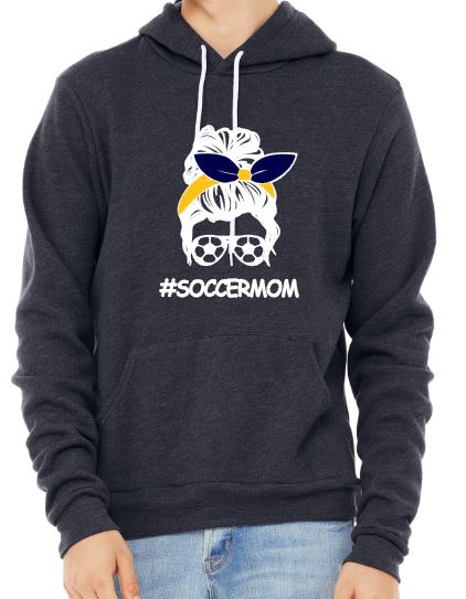 #SoccerMom - Adult Fleece Pullover Hoodie - Bella Canvas Unisex Sponge Fleece Pullover Hoodie