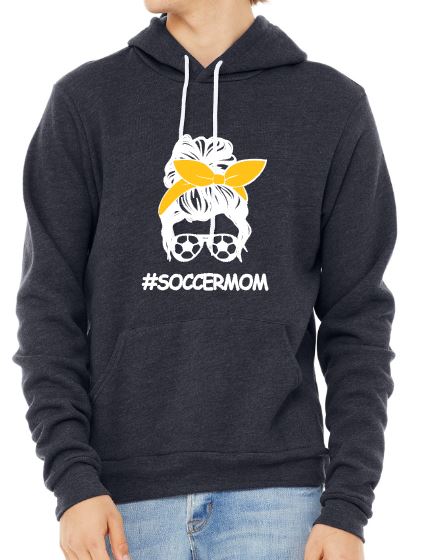 #SoccerMom - Adult Fleece Pullover Hoodie - Bella Canvas Unisex Sponge Fleece Pullover Hoodie