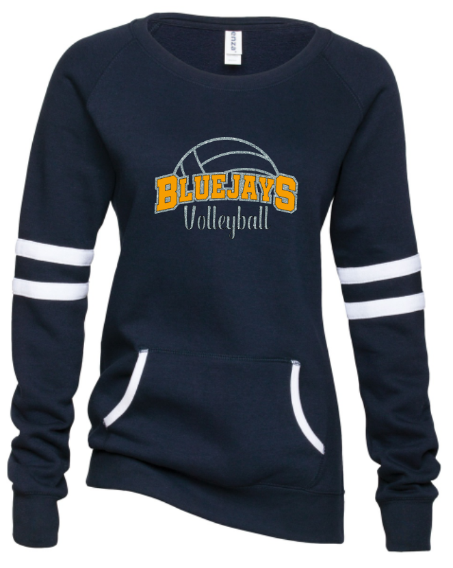 Bluejays Volleyball - Ladies Varsity Fleece Crew Neck Pullover