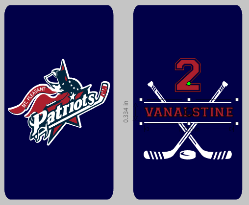 Patriots Hockey - Bag Tag 2 x 3.5 Aluminum - 2-sided