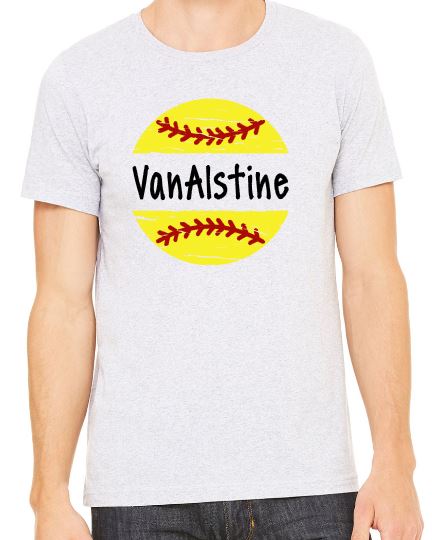 Split Baseball/Softball w/name - Unisex Short Sleeve Tee - 4.2oz