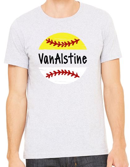 Split Baseball/Softball w/name - Unisex Short Sleeve Tee - 4.2oz