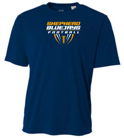 Shepherd Football Gear - 2026 -  Youth Performance Tee - A4 Youth Cooling Performance Crew Tee - 4oz