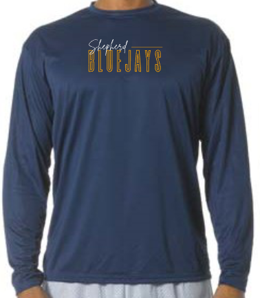 Shepherd Football Spirit Gear - 2025 - Adult Performance Long Sleeve Tee - A4 Cooling Performance Long Sleeve Crew Tee - 4oz