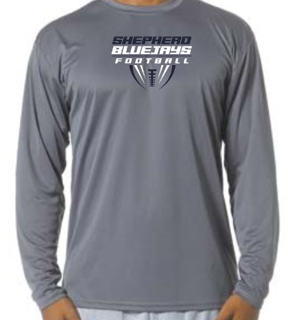 Shepherd Football Gear - 2026 -  Adult Performance Long Sleeve Tee - A4 Cooling Performance Long Sleeve Crew Tee - 4oz