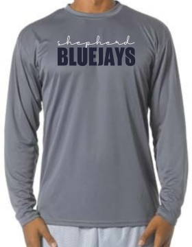 Shepherd Football Spirit Gear - 2024 - Youth Performance Long Sleeve Tee - A4 Youth Cooling Performance Long Sleeve Crew Tee - 4oz