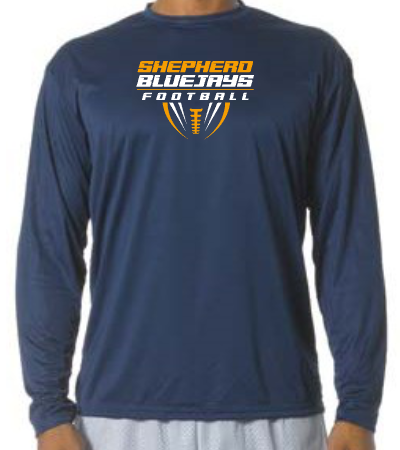 Shepherd Football Gear - 2026 -  Youth Performance Long Sleeve Tee - A4 Youth Cooling Performance Long Sleeve Crew Tee - 4oz