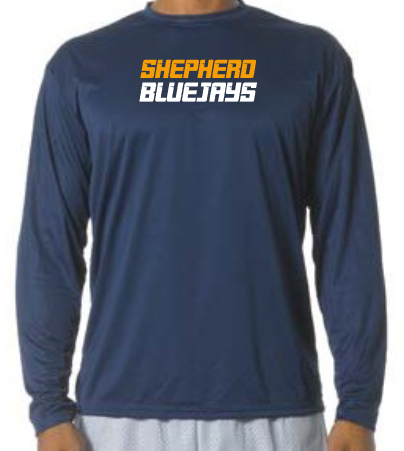 Shepherd Football Spirit Gear - 2026 - Adult Performance Long Sleeve Tee - A4 Cooling Performance Long Sleeve Crew Tee - 4oz