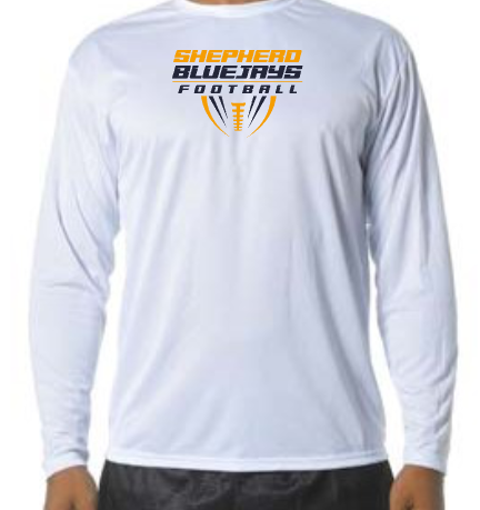 Shepherd Football Gear - 2026 -  Adult Performance Long Sleeve Tee - A4 Cooling Performance Long Sleeve Crew Tee - 4oz