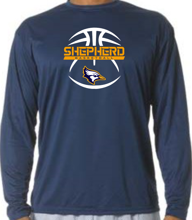 Shepherd Basketball Gear - 2024 - Adult Performance Long Sleeve Tee - A4 Cooling Performance Long Sleeve Crew Tee - 4oz