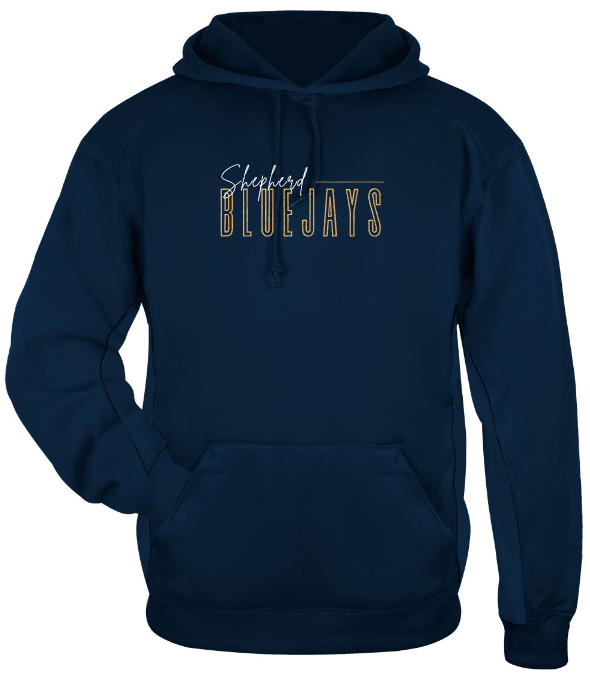 Shepherd Football Spirit Gear - 2026 - Adult Poly Hooded Sweatshirt - Badger Sport Performance Fleece Hood